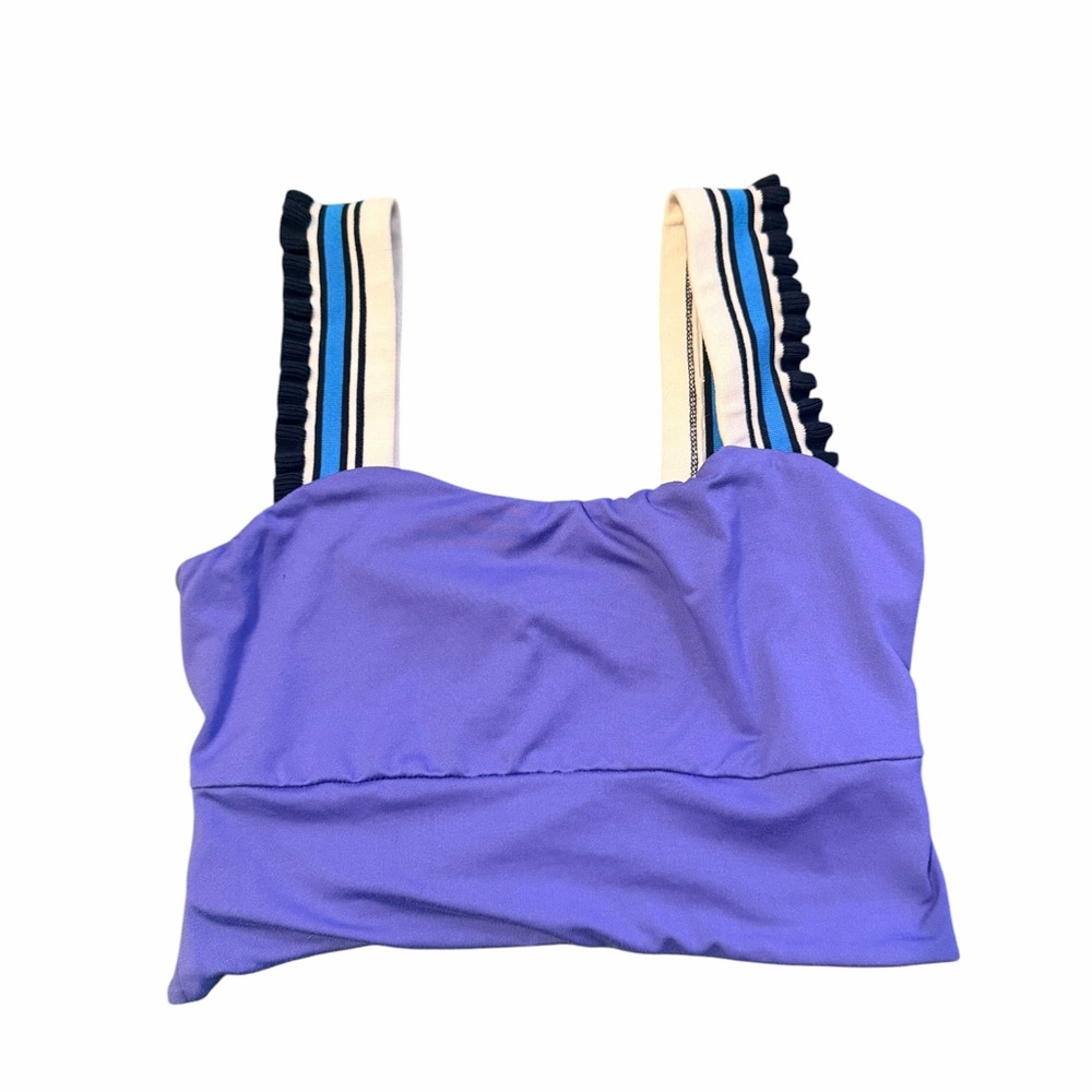Free People “Time Out” Crop Tank with Striped Ruffled Straps